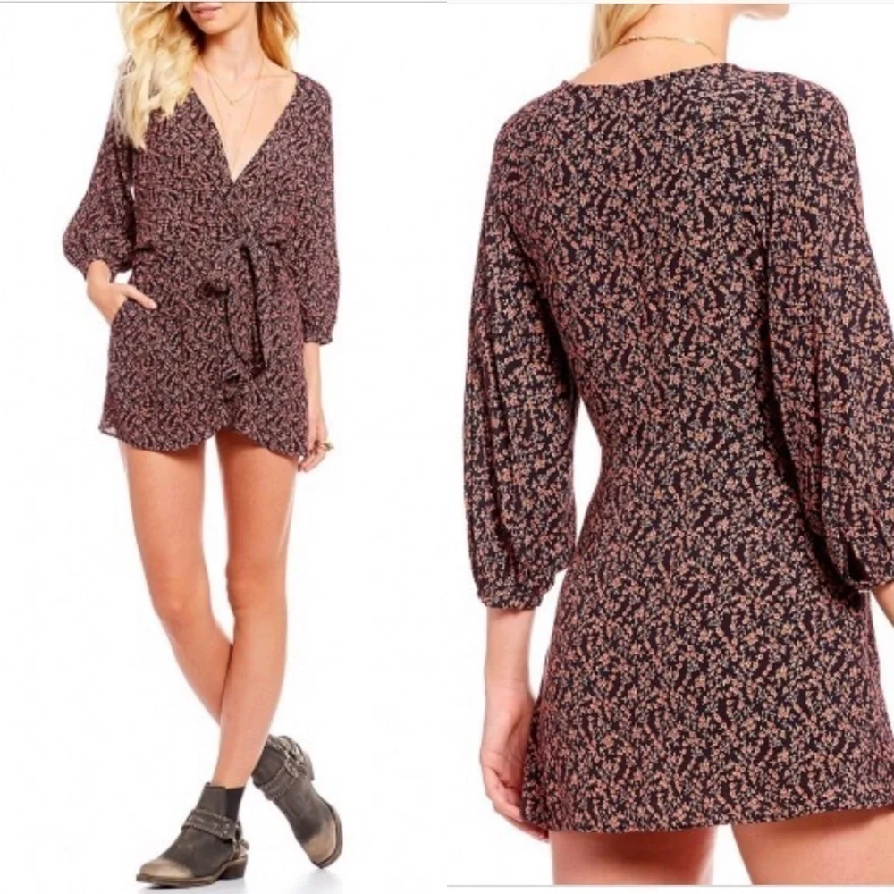 Free People Clara Tie Front Wrap Tunic Dress